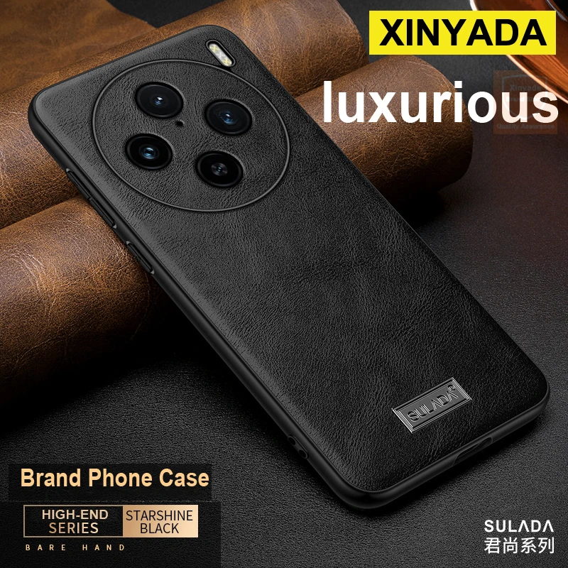 Genuine Leather For Vivo X100 Pro Ultra Case High end Brand Phone Back Case For Vivo X100S Pro Cover Bumper Shell Skin Armor Bag