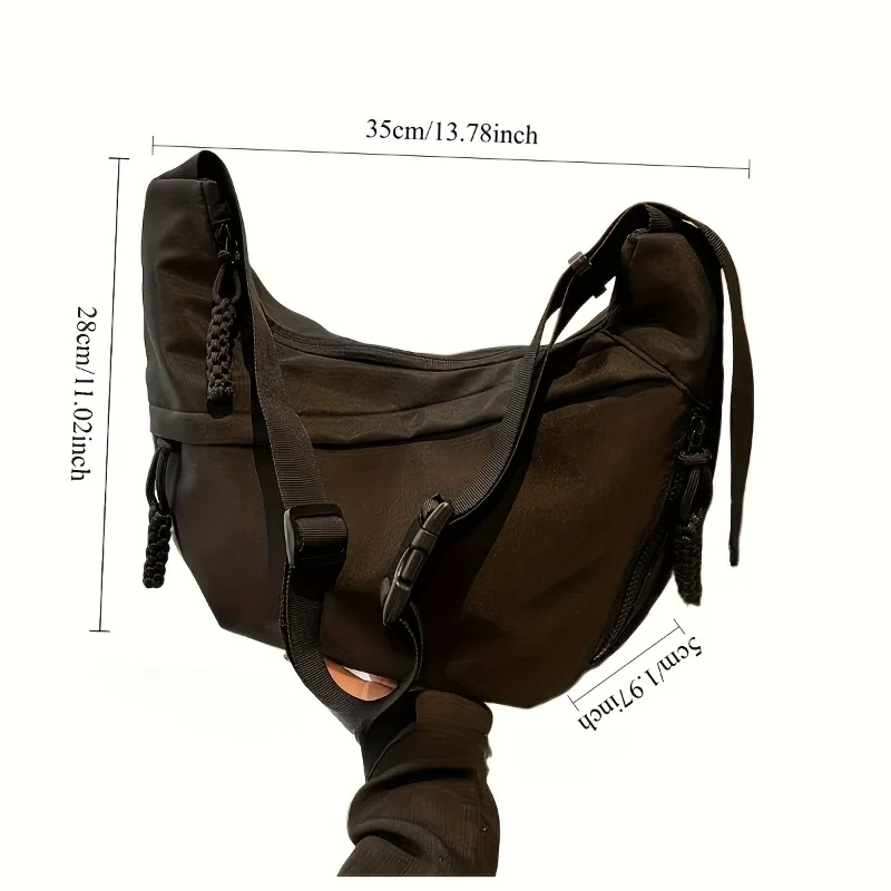 Oxford Cloth Crossbody Bag Women's Casual Shoulder Bag with Multiple Compartments, Zipper Closure for Commuting, Work, Travel