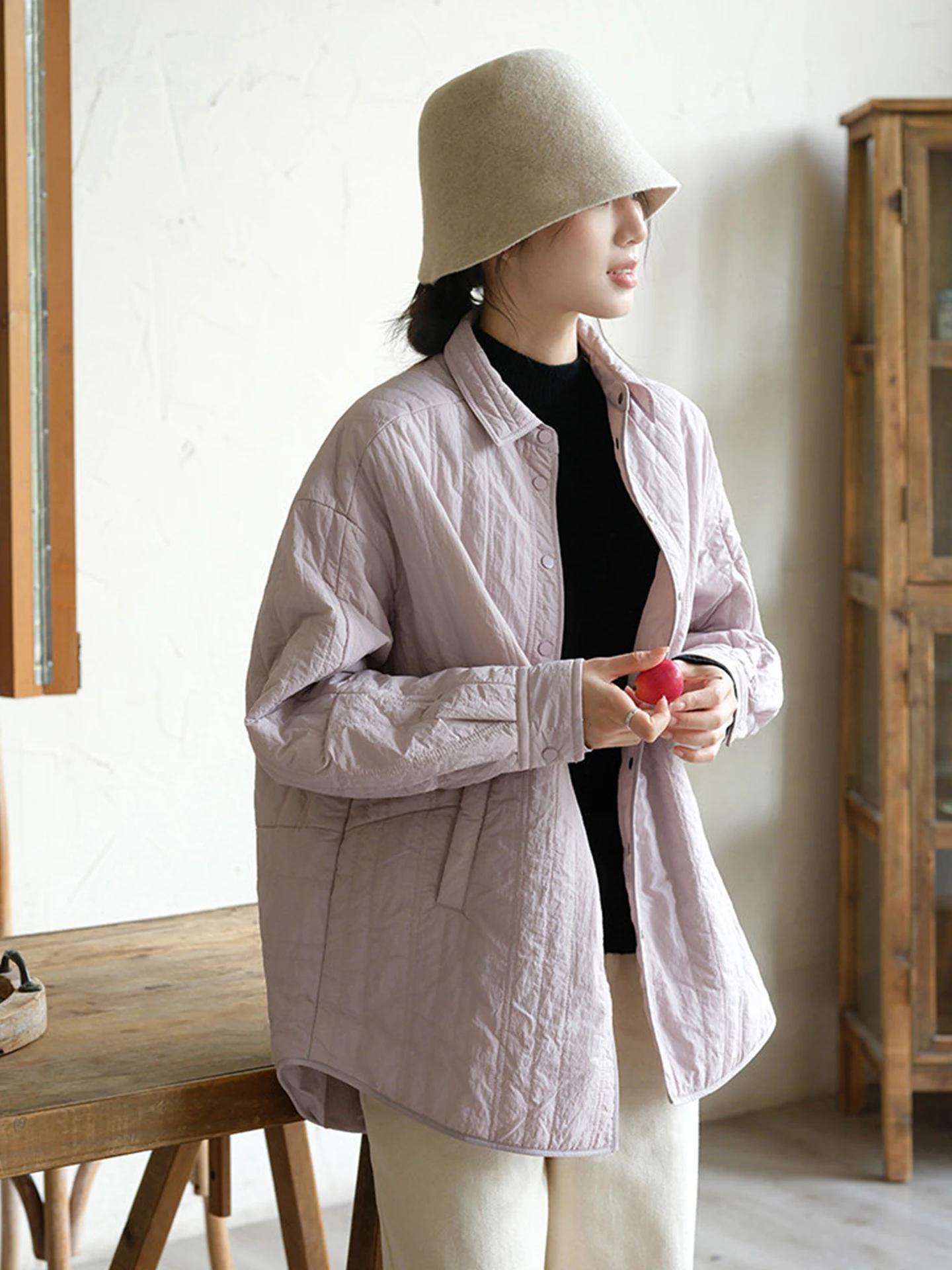 

Warmth Enhanced ort Outerwear 00 Wool Inner Layer Lightweight Autumn Winter New Sle Women's Cotton Jaet Collar Si...