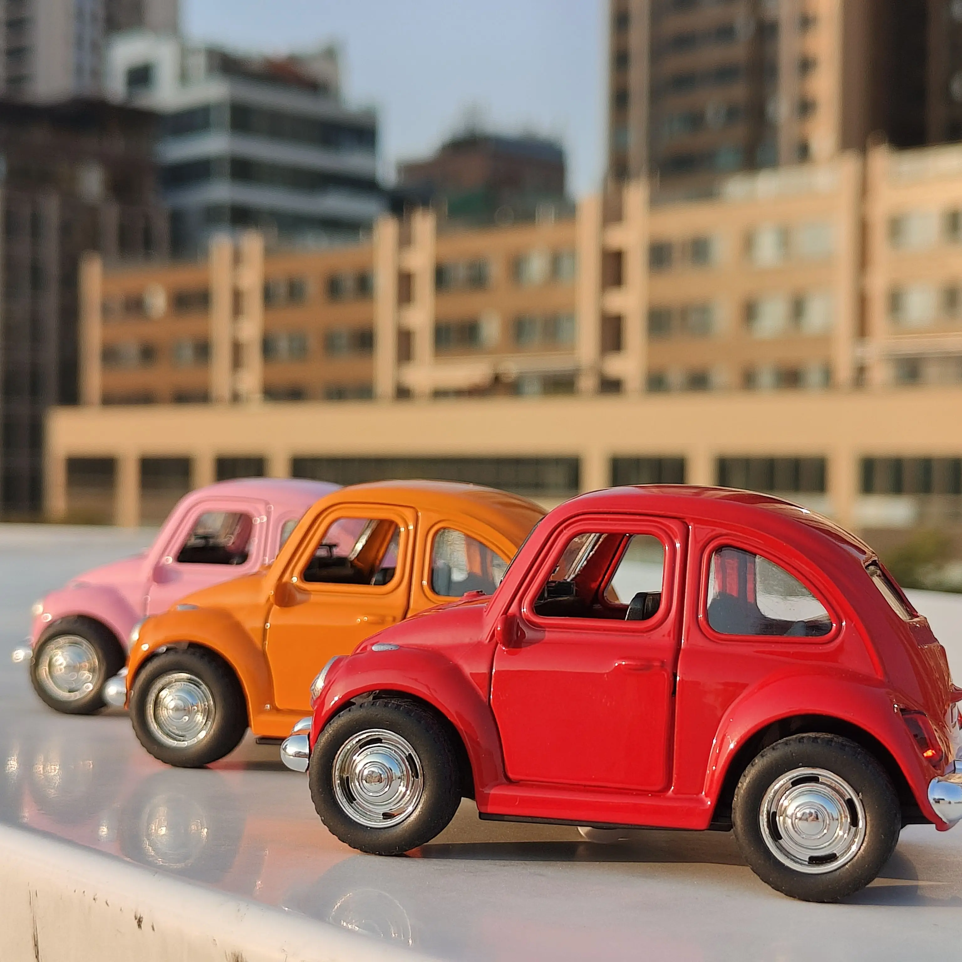 레트로 비틀 합금 자동차 모델, 풀백 기능, 소리 및 조명 효과, 어린이 장난감 선물