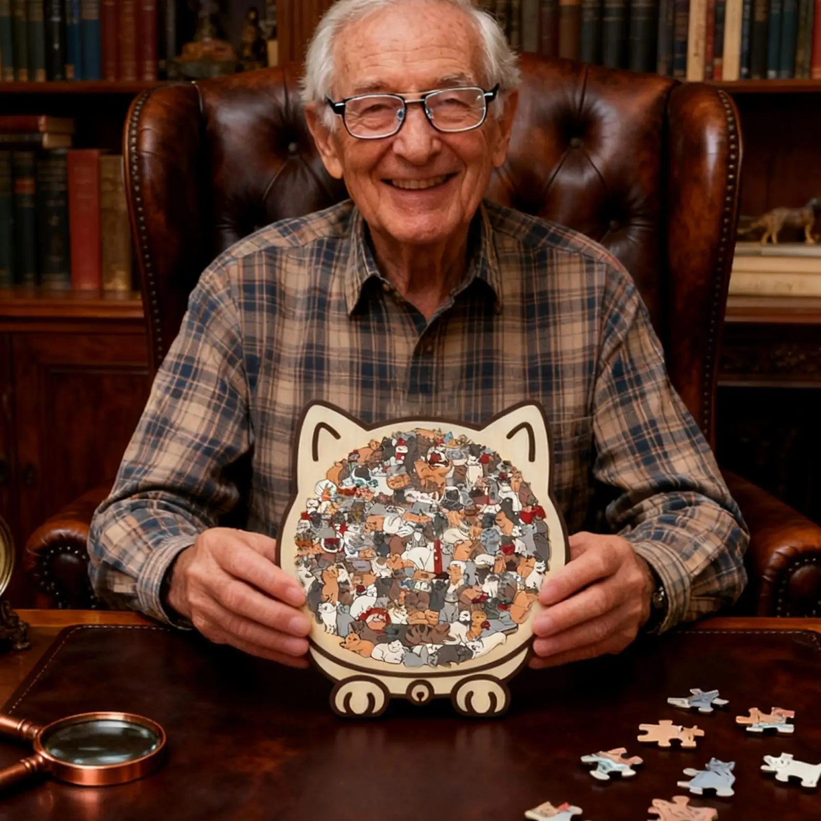 135-teiliges Katzenförmiges Holzpuzzle, einzigartige unregelmäßige Puzzleteile, Spiel, Geburtstag, Weihnachtsgeschenke für Katzenliebhaber, Heimdekoration
