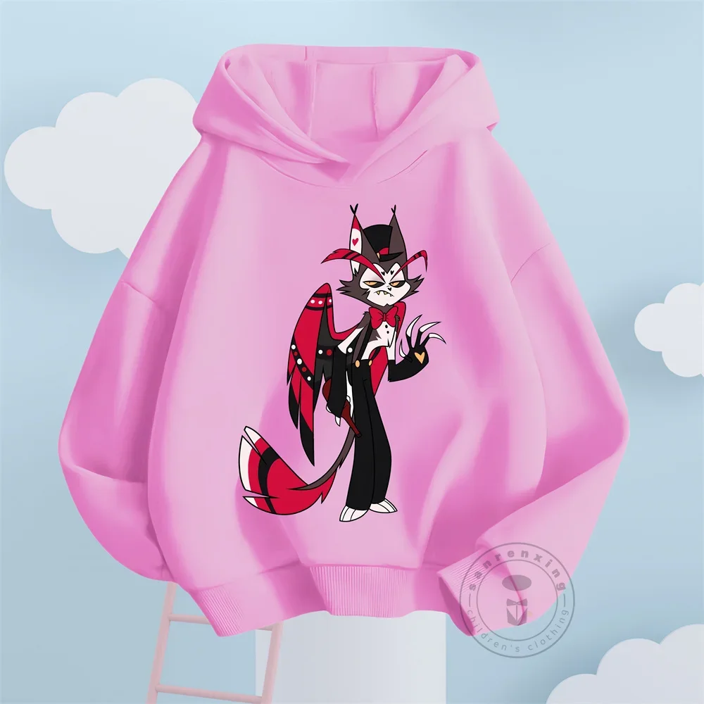 New Boys Girls Hazbin Hotel Streetwear Hoodies Children Autumn Spring Long Sleeve Hoodies Kids Hoodie Cute CartoonPrint Clothing