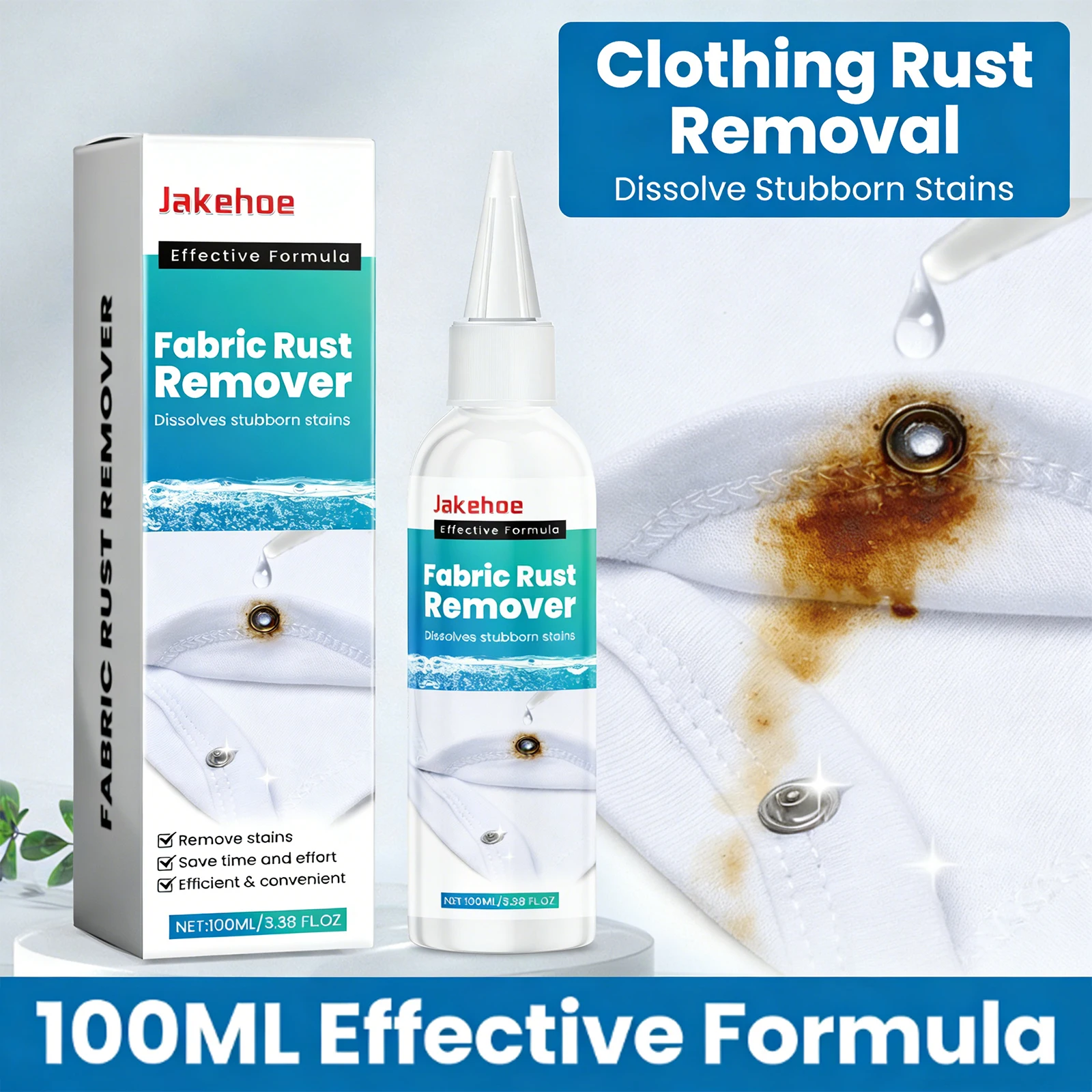 Fabric Rust Remover Effectively Removing Rust Dissolve Oil Stain and Coffee Stain Prevent Clothing Discoloration Laundry Cleaner