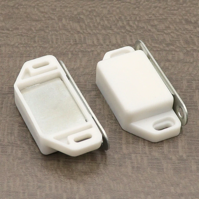 5PCS Small Household Cabinet Door White Plastic Shell Magnetic Catch Latch Plate Push to Open Cabinet Hardware