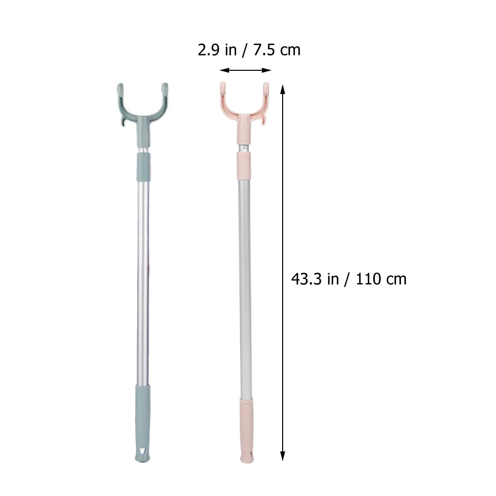Telescópico Roupas Rack Gancho, Cabide, Heavy Duty Pólo, Varal, Longo Ganchos, Pp, 2 Pcs