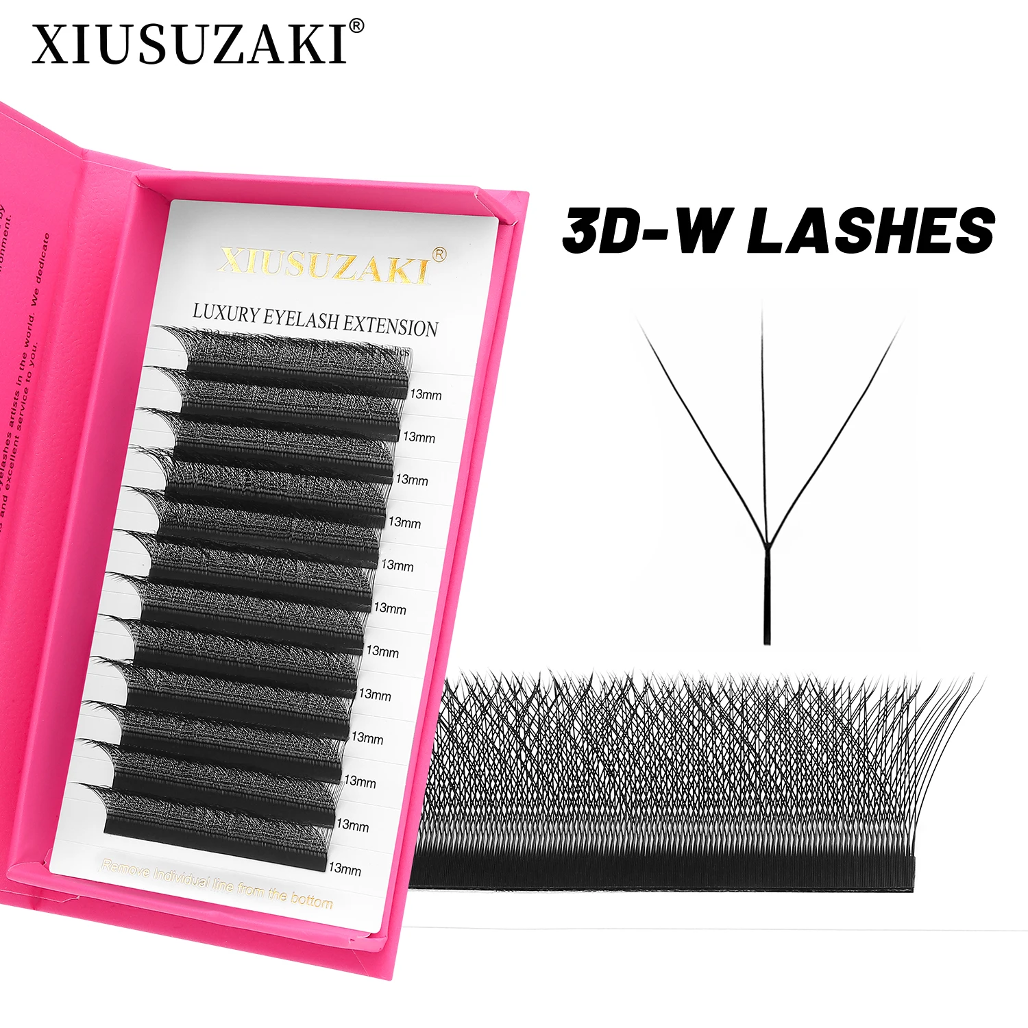 XIUSUZAKI 3D-Wimpern, W-förmige Wimpernverlängerung, natürliches 3DW, vorgefertigte Volumenfächer, einzelne falsche Wimpern, flauschige Nerz-Kunstwimpern