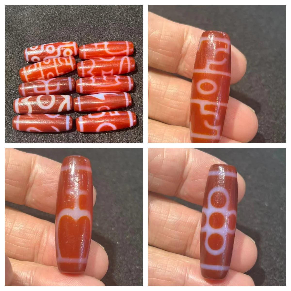 

Weathered patina red agate Dzi bead 40mm God of Wealth money hook five-eyed nine-eyed Lotus Master three-eyed nobleman DIY
