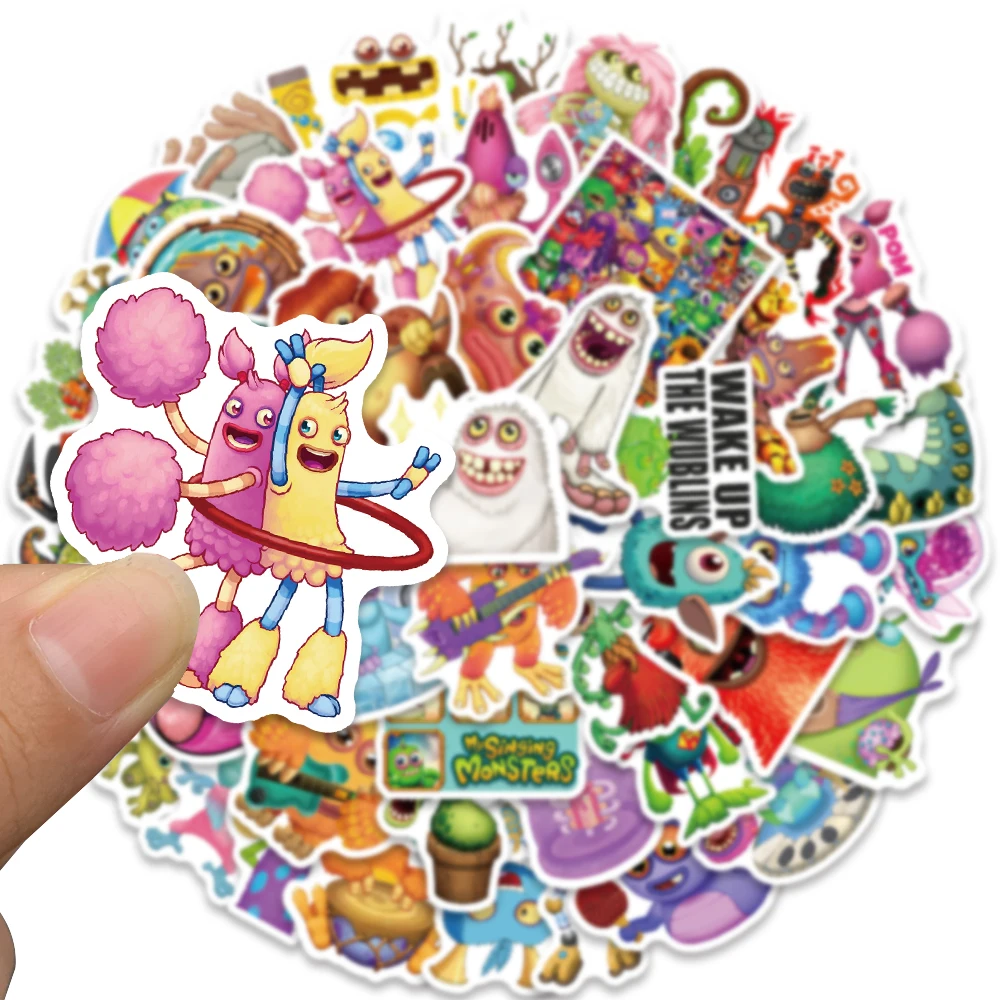 50pcs Cute Funny Cartoon Game My Singing Monsters Anime Stickers For Laptop Guitar Phone Luggage Waterproof Graffiti Decals