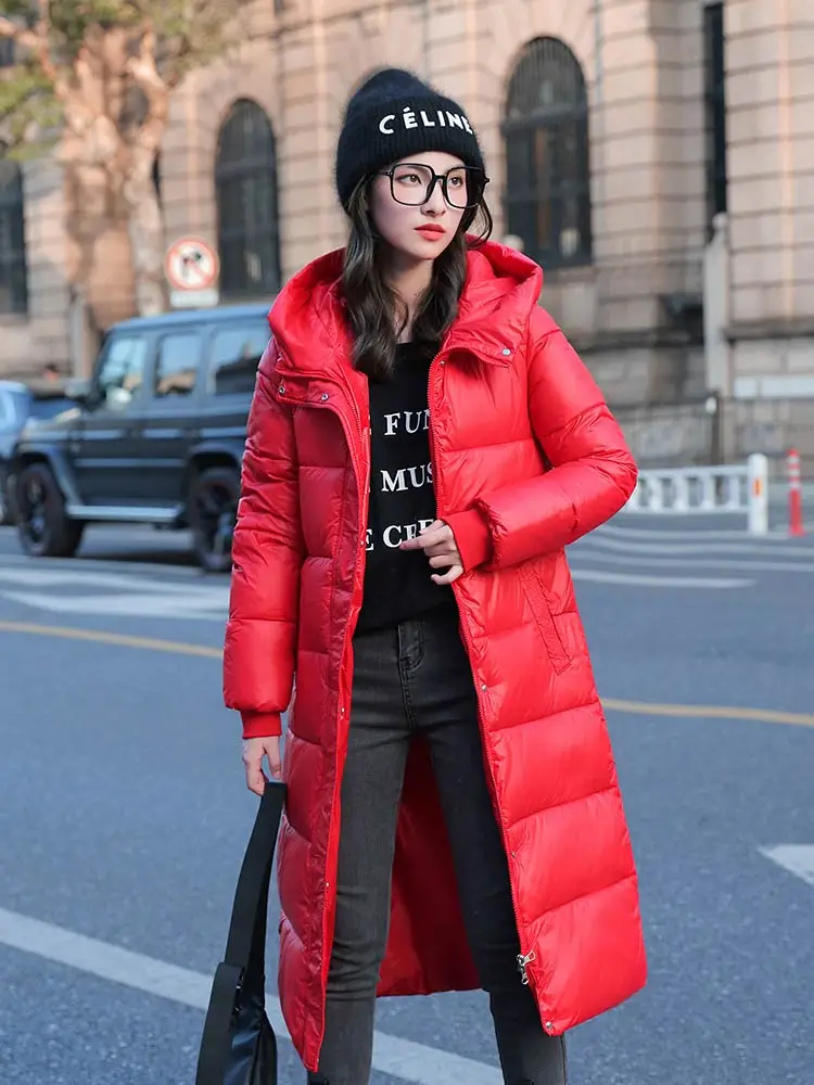 Vielleicht-Doudoune longue à capuche pour femme, manteau matelassé en coton, parka épaisse, vêtements chauds pour femme, haute qualité, hiver