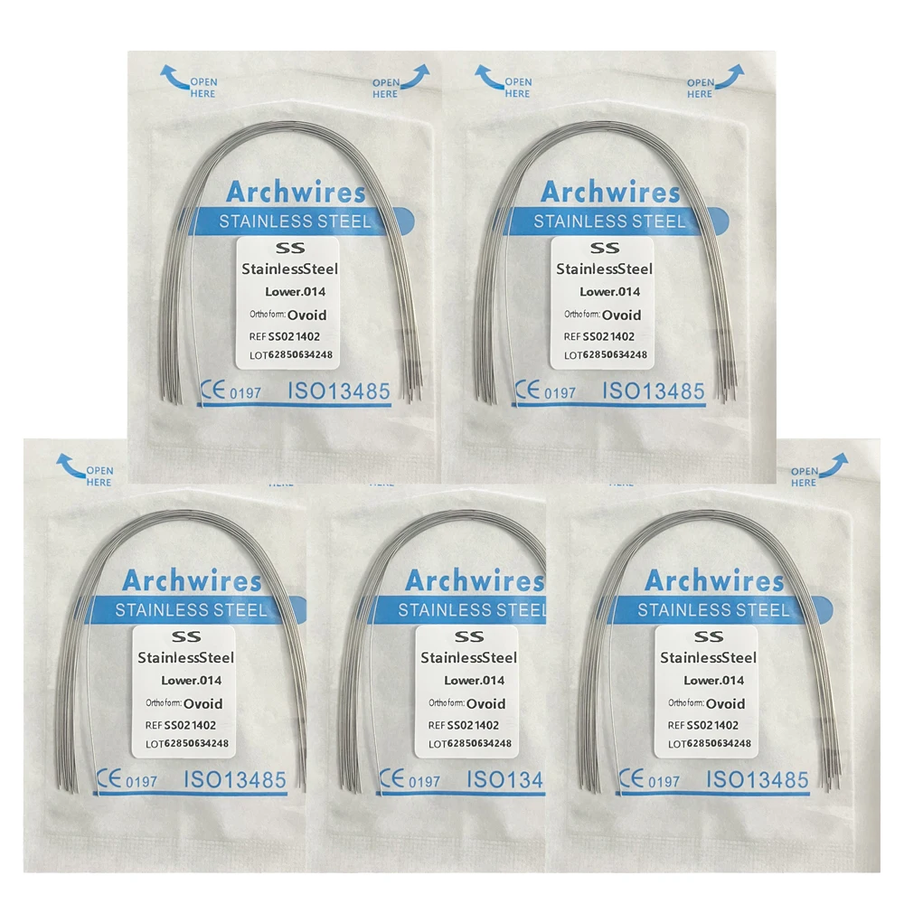 5Pack AG Tandheelkundige Boogdraden Orthodontische Super Elastische NITI Ronde Rechthoekige Boogdraad Onder/Boven 012/014/016/018/020/16x16/16x22