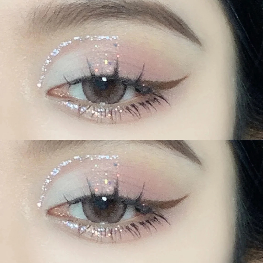 Sombra de ojos líquida superbrillante, lentejuelas brillantes, resaltador Gitter, delineador de ojos de diamante metálico, maquillaje de ojos brillante