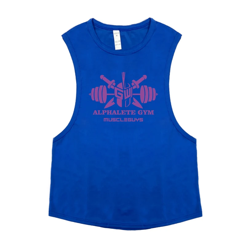 

Personality Trend Men's Sports Tank Top Printed Wide Shoulder Vest Summer Fitness Bodybuilding Sleeveless T-shirt Loose O-neck
