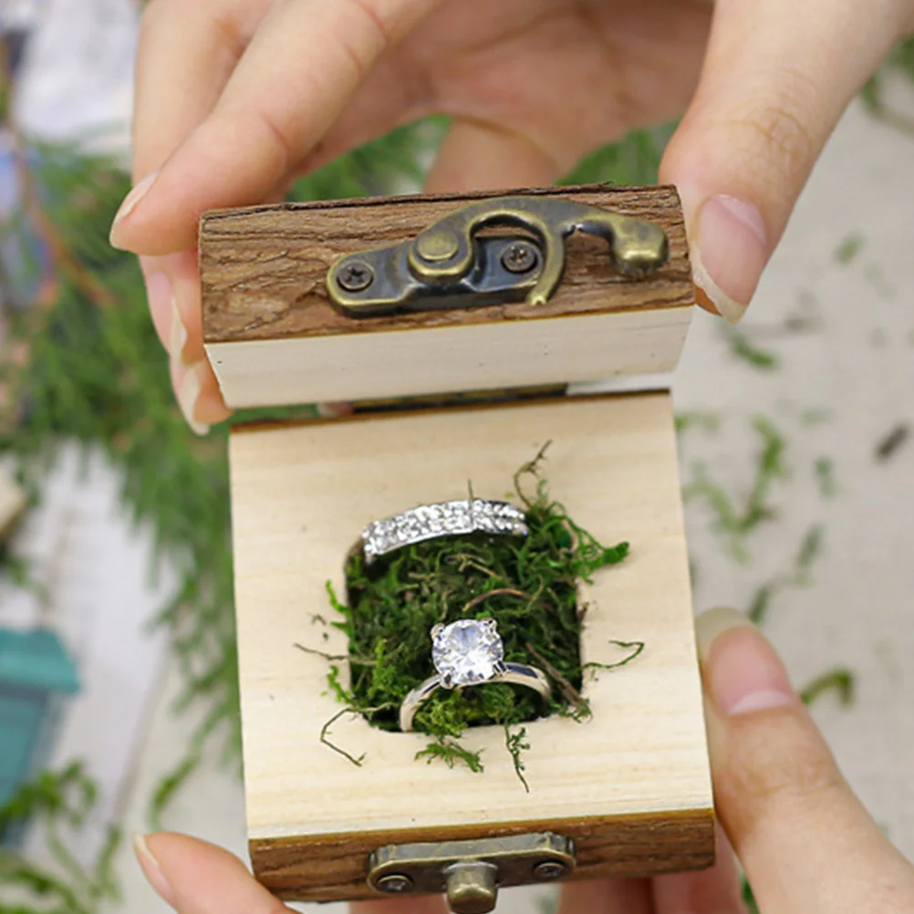 Wooden Ring Box Light Brown Durable Simple Lockable Wedding Ring Storage Box Jewelry Organizer Case Jewelry Holder