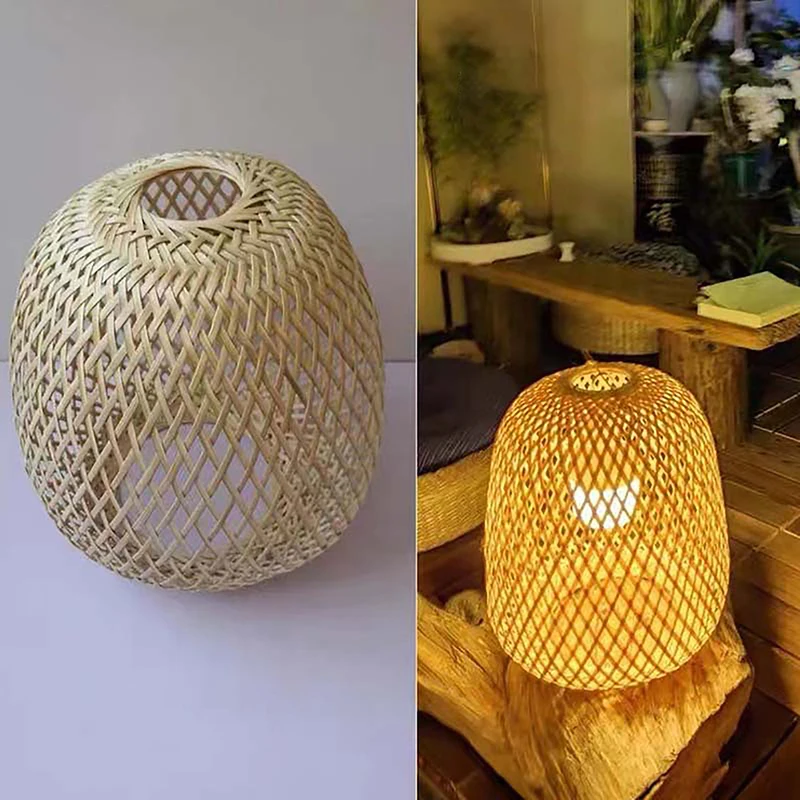 Bamboo Handmade Lampshade Lampshade Rattan Wicker Lampshade Woven Ceiling Shade Pendant Lamp Pendant Lamp Shade Wall Drum Table