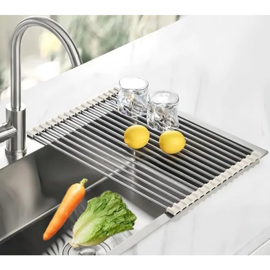 

Roll Up Dish Drying Rack 17.7 x 11.8 Over The Sink Dish Drying Rack Kitchen Dish Rack Foldable Dish Drainer Stainless Steel Dis