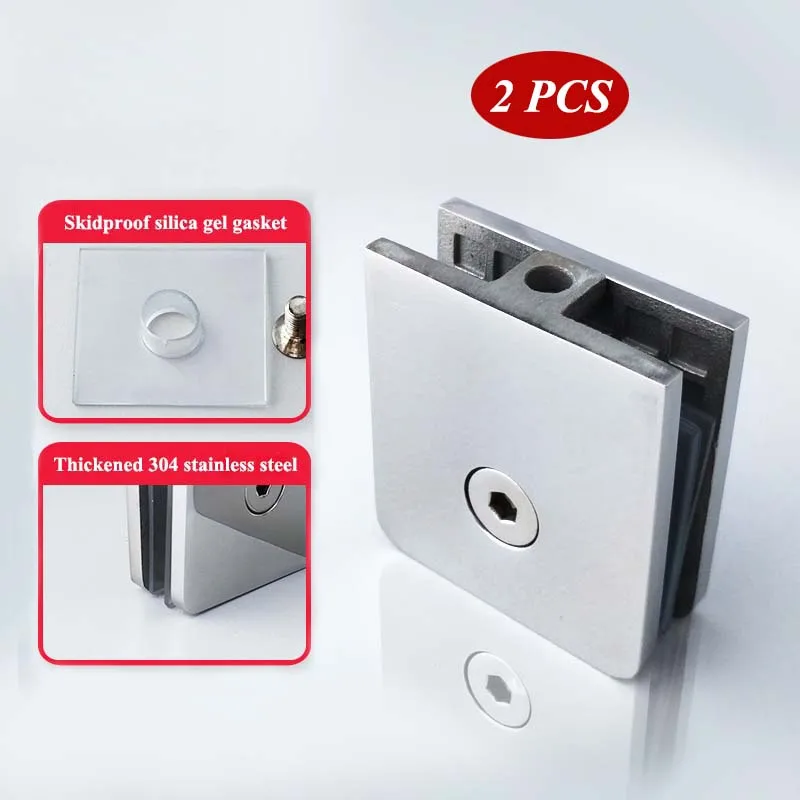 Casting 304 stainless steel glass connector glass fittings glass clip glass clamp shower room hardware fittings 2pcs