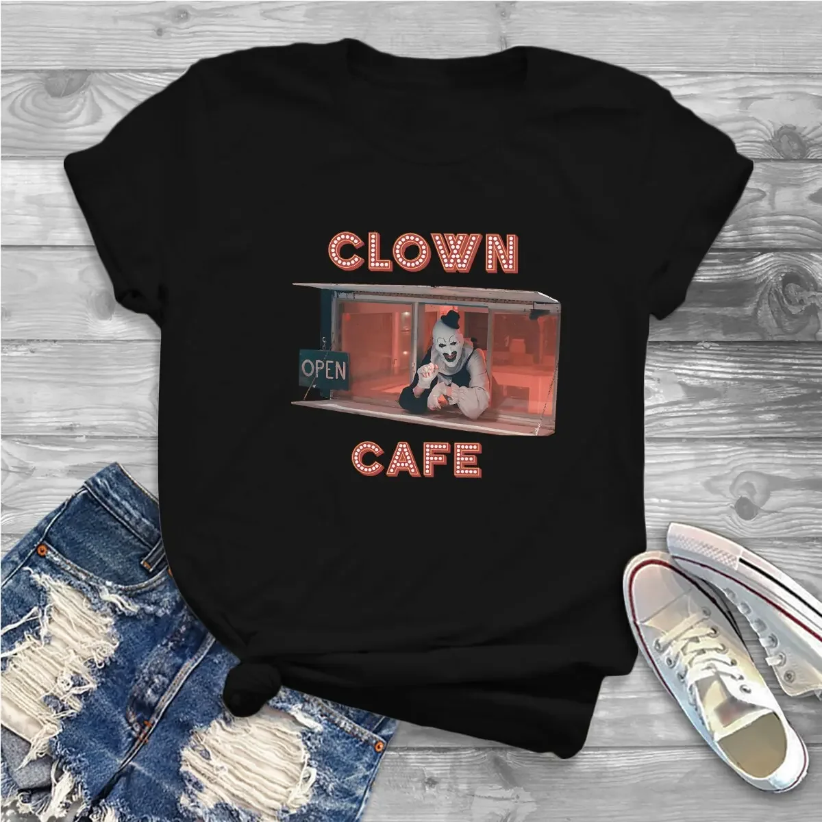 Terriefer Slasher Movie Clown Cafe Unisex T Shirt Fashion Femmes Tees Summer Clothing Polyester O-Neck TShirt