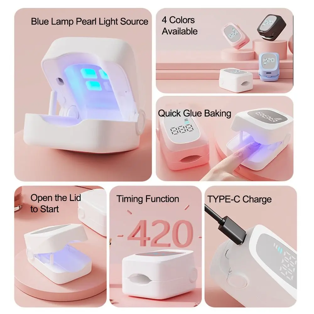 Lámpara de curado de fototerapia recargable con temporizador, Mini lámpara LED UV de secado rápido para uñas, apagado automático, pantalla LED, luz secadora de uñas con sincronización