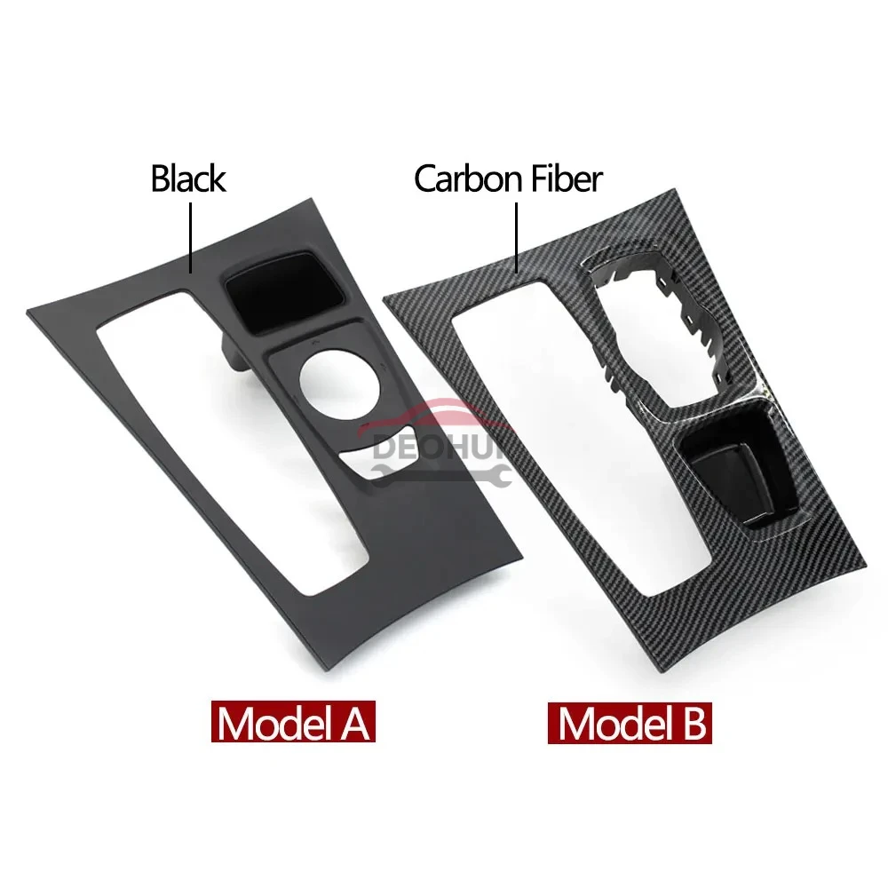 CSDOH LHD Car Carbon Fiber Black Center Console Gear Shifter Trim Cover Panel For BMW X5 X6 E70 E71 E72 2007-2009 51166954947