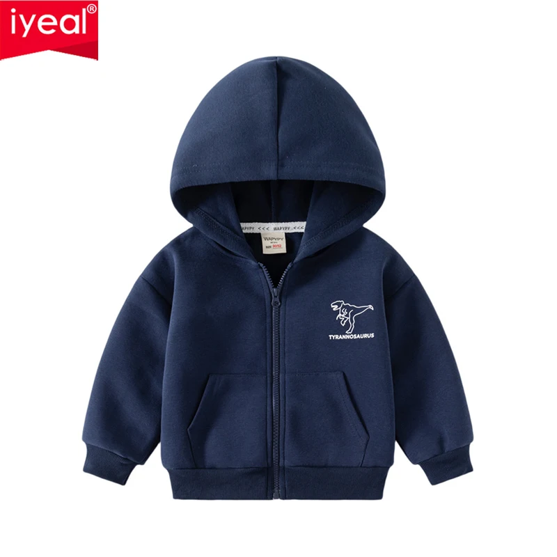 

IYEAL 2023 Autumn New Boys' Hoodie Baby Boys Dinosaur Pattern Jacket Children's Zipper Coat