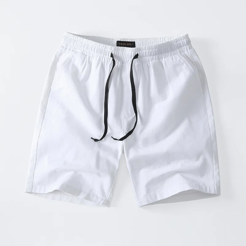 Men's Summer Drawstring Cargo Shorts Plus Size Loose Casual Shorts Solid Color Cotton Fashion Beach Shorts