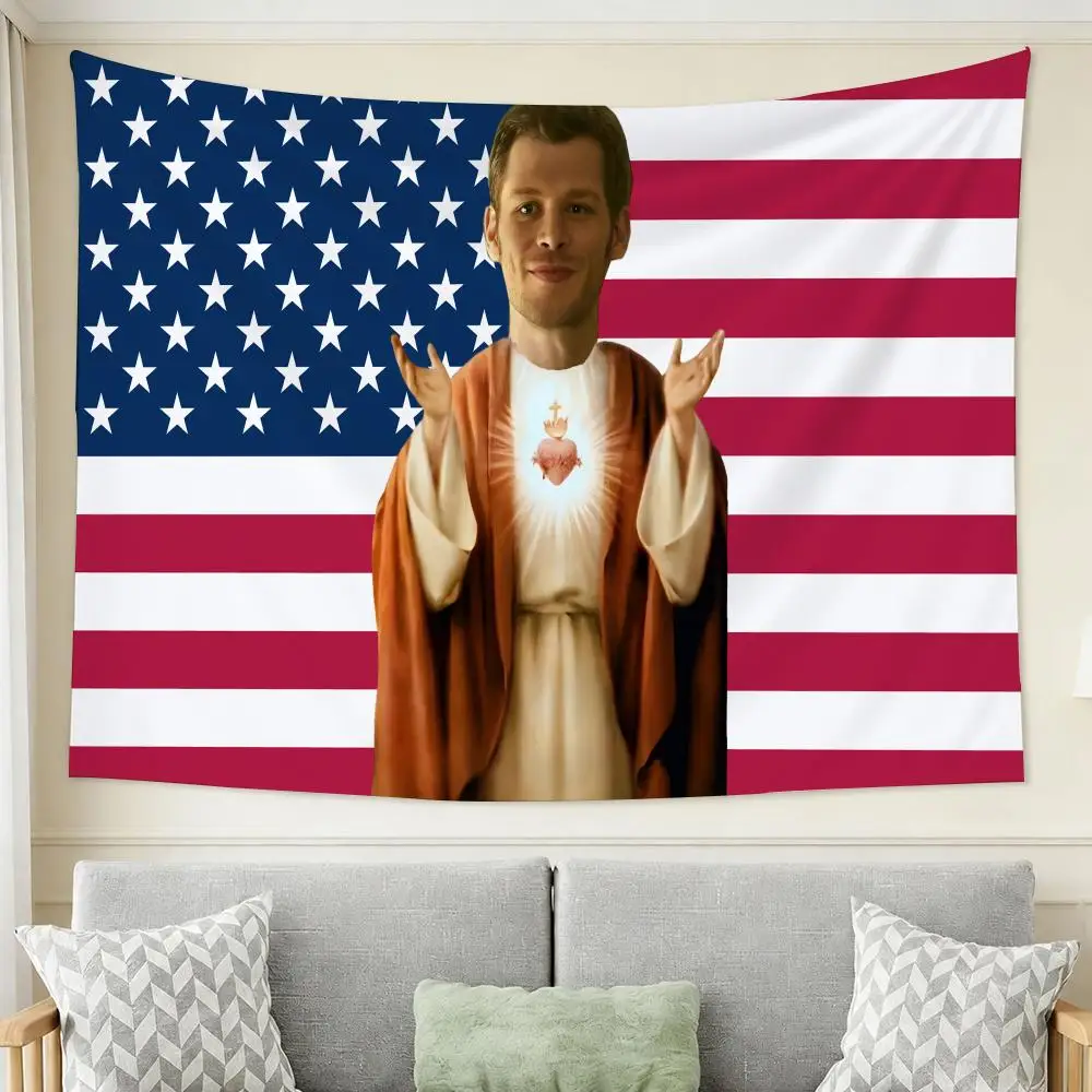 K-Klaus Mikaelson Actor Tapestry Wall Hanging Tapestry Aesthetic Room Decor Banners for Bedroom Living Room Outdoor Party