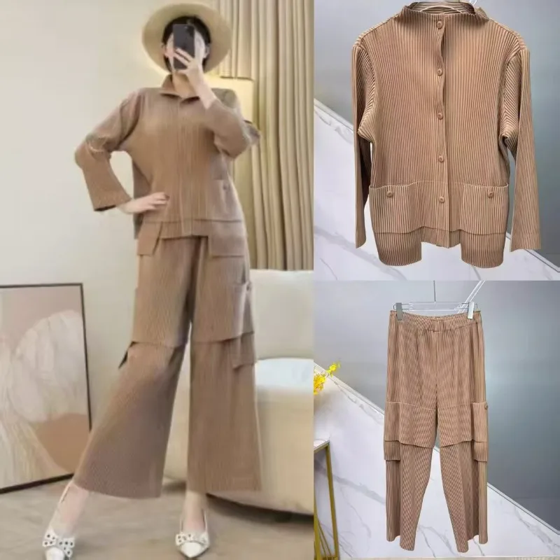 

Miyake плиссированные длинные складные брюки, весна/осень 2021, новый дизайнерский повседневный комплект Plisse, свободный крой, женская одежда больших размеров