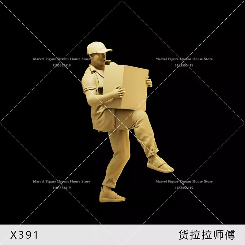 1/64 1/43 1/35 Scale Miniature Scene Doll White Model Un-panited Worker Carrying Boxes Creative Mini Display Decoration Action