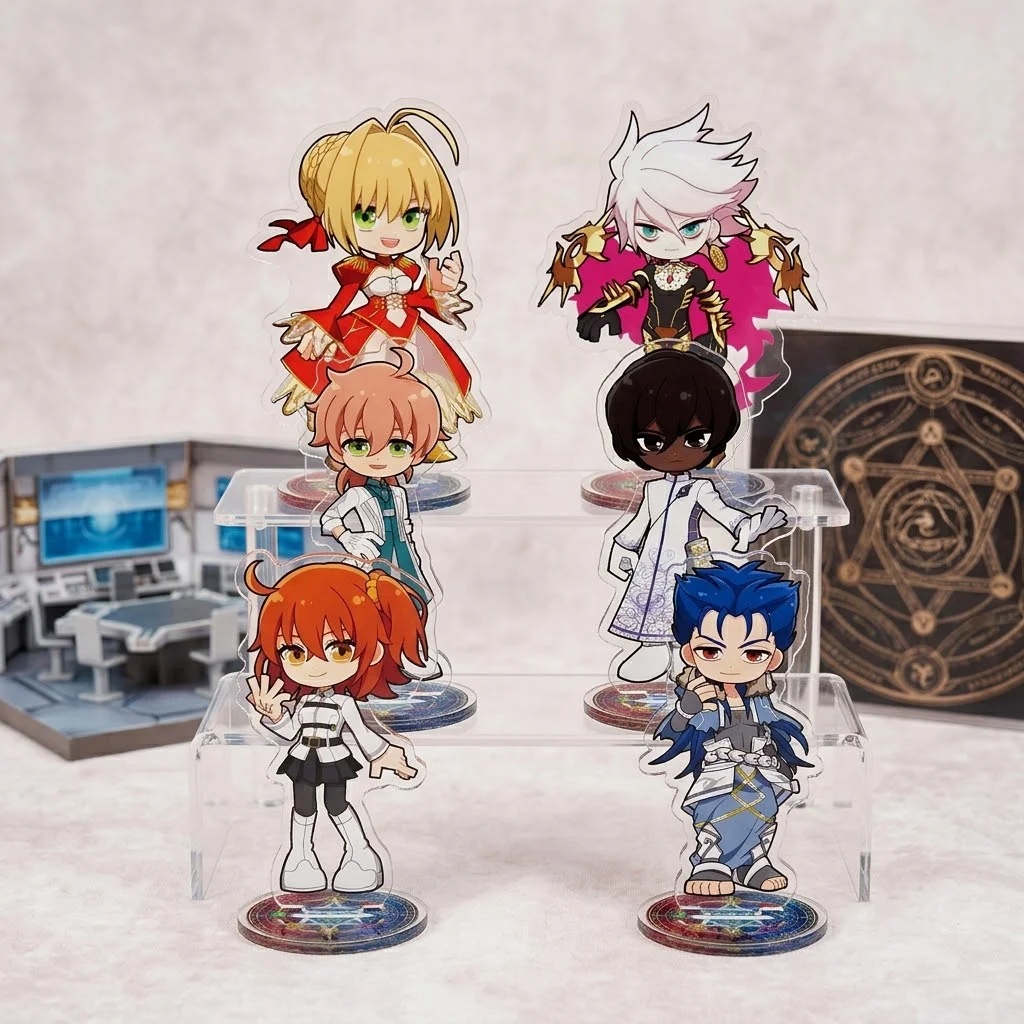 Game Fate Grand Order Acrylic Stand Keychain 10CM Q Version Gudako Karna Romani Archaman Cú Chulainn Desktop Ornament Fan Gift