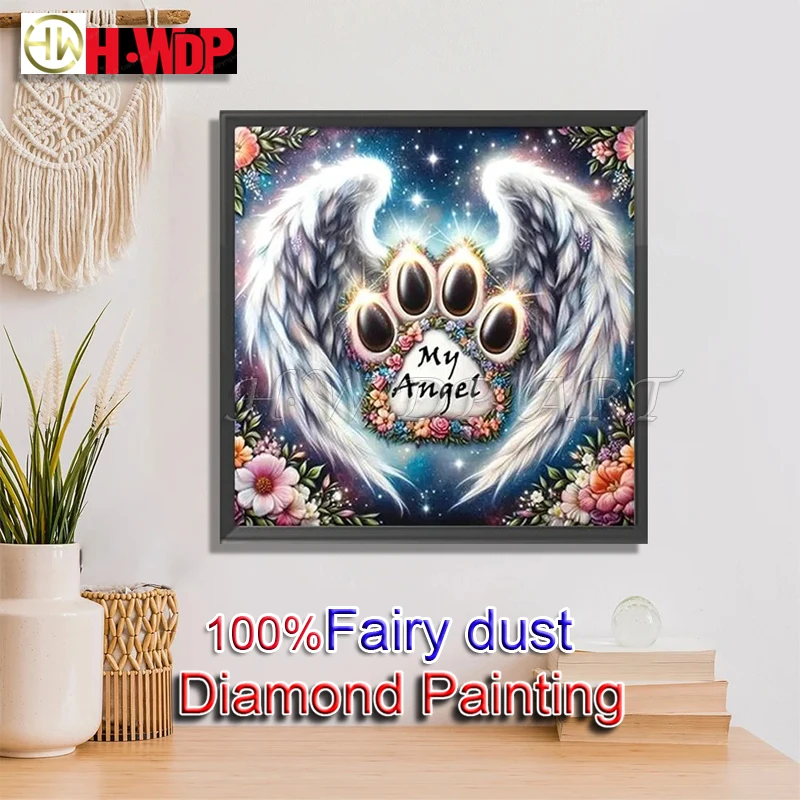 Angel Wings 100% Fairy Dust Diamond Painting Full Square Diamond Embroidery Gem Cross Stitch AB Diamond Art Crystal Home Decor