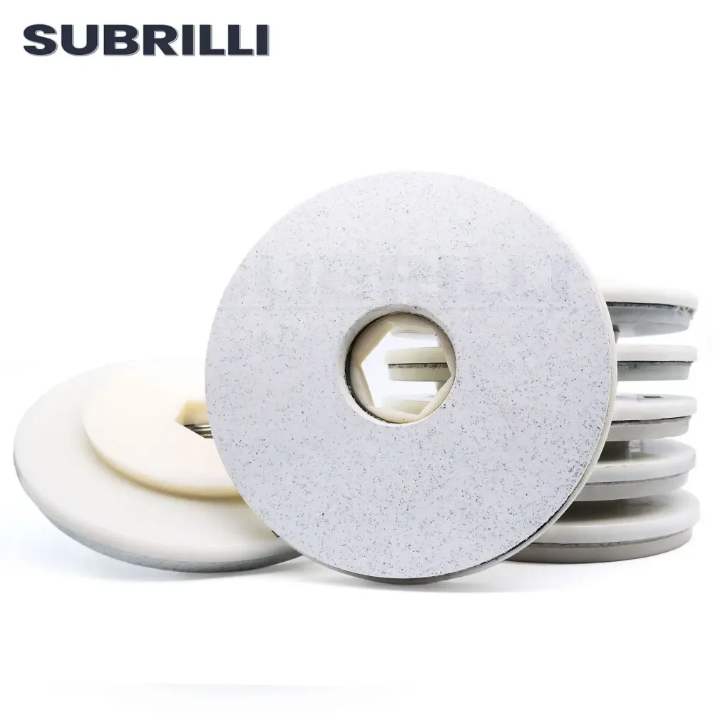 SUBRILLI 6inch Diamond Edge Polishing Pad Snail Lock Backer White Edge Marble Granite Stone Grinding Disc Sanding Wheel