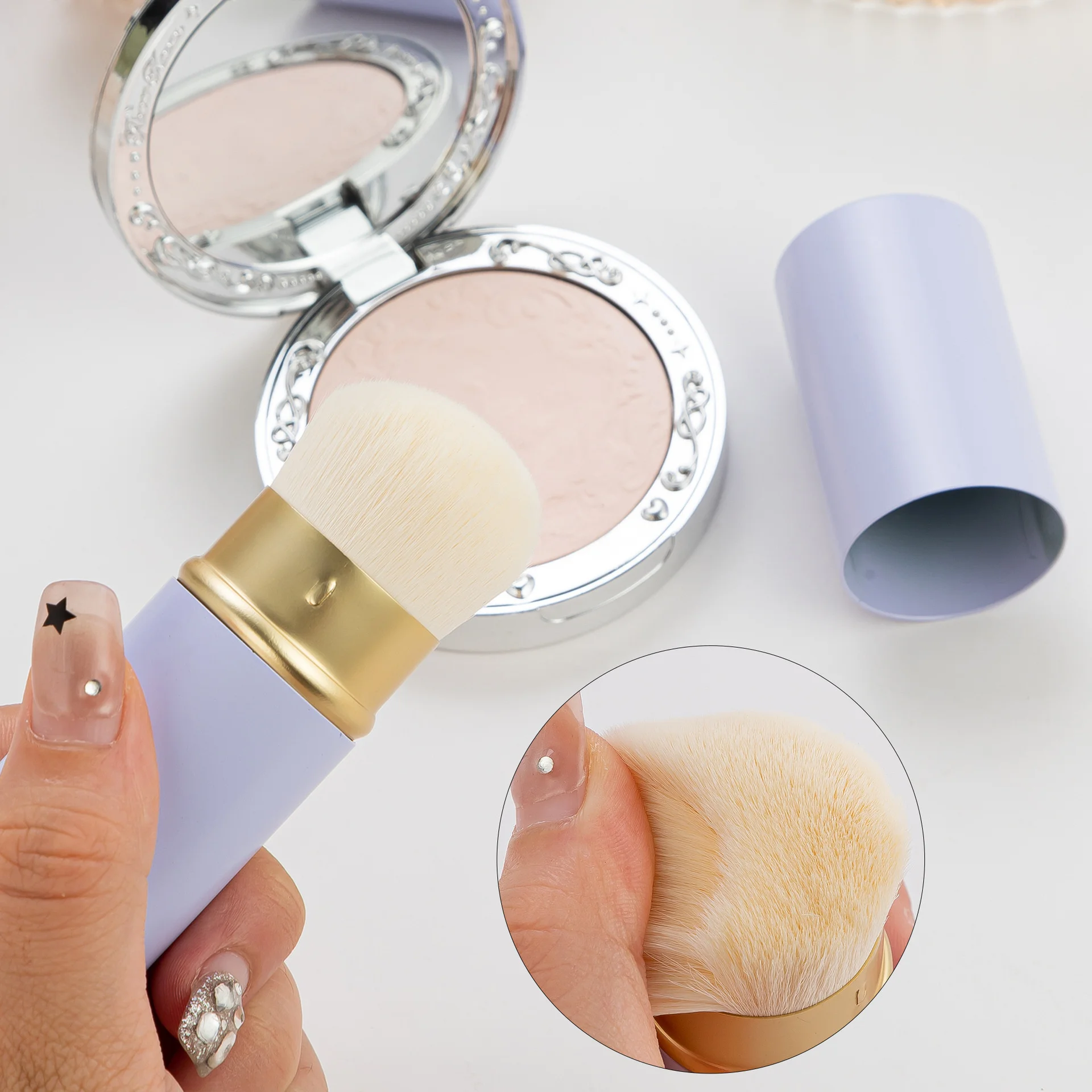 수납형 텔레스코픽 메이크업 브러시 세트 휴대용 파운데이션 파우더 다기능 여행용 브러시 여성용 선물 화장대 크리스마스