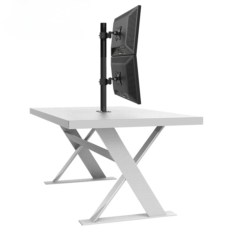 

Upper and lower dual-screen monitor bracket, take away cable hanger desktop keyhole 50mm bold pipe diameter S0297