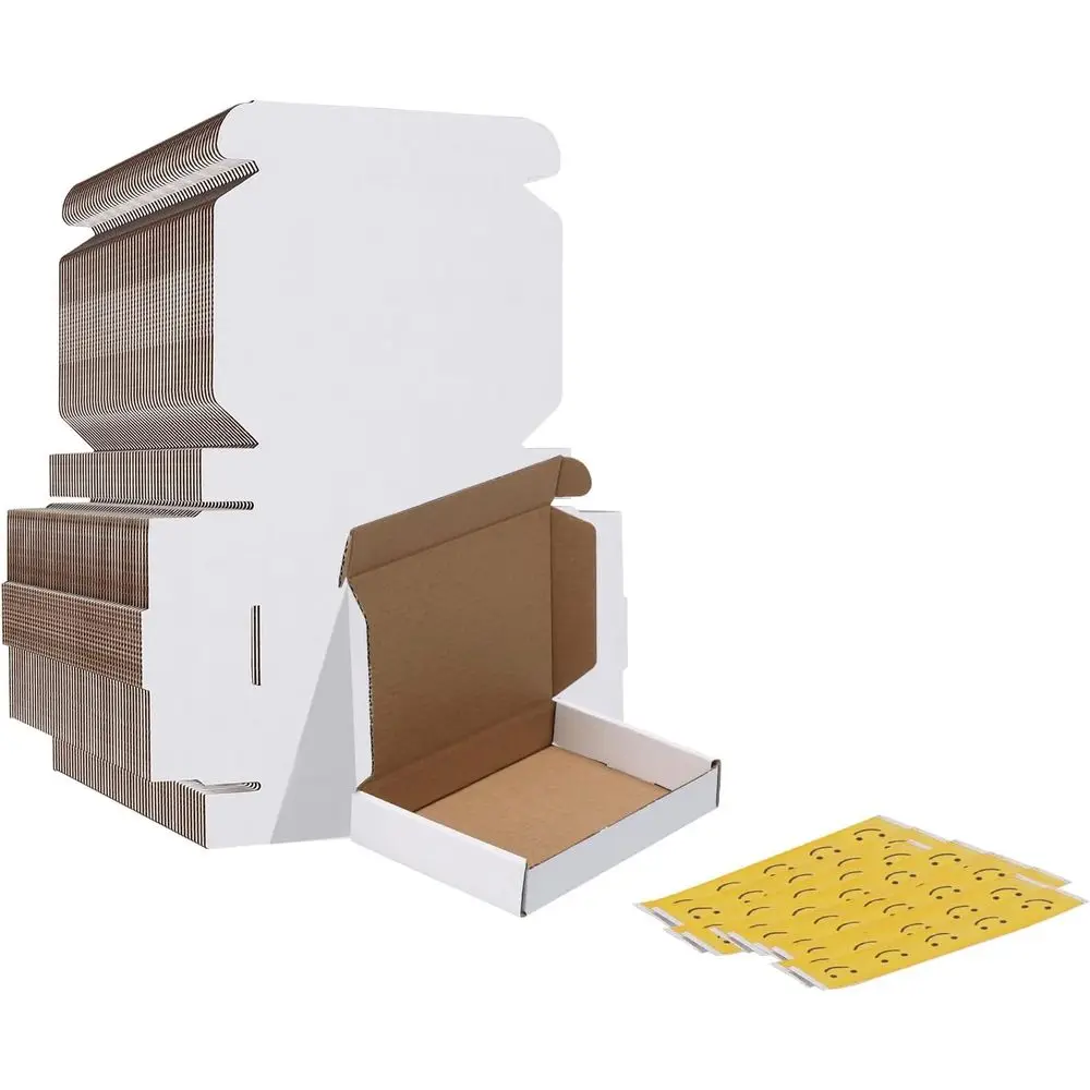 

Set of 50, 6x4x1 Inch White Corrugated Cardboard Shipping Boxes for Literature and Mailing