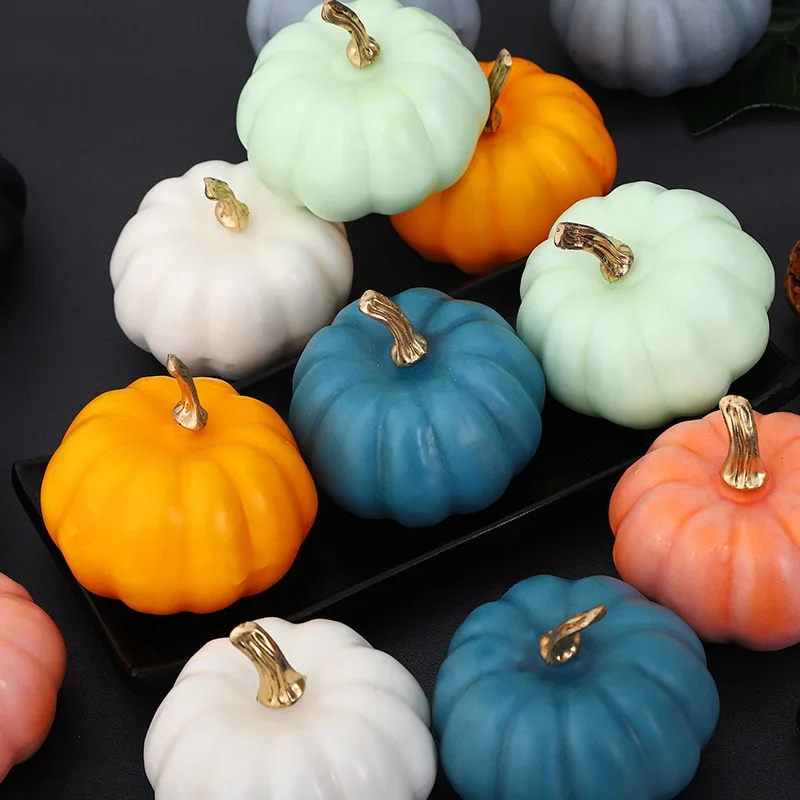 Realistic Artificial Pumpkins Mini Fake Vegetable Simulation Pumpkins Halloween Thanksgiving Party Desktop Ornament Home Decor