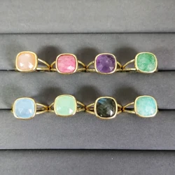 Square Crystal Finger Ring, Cube Stone Ring, Quartz Crystal Healing, Minimalist Wedding Party Ring Jewelry Gifts
