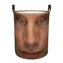 Custom Mads Mikkelsen Face Laundry Basket Foldable Hannibal TV Show Toy Clothes Hamper Storage Bin for Kids Nursery