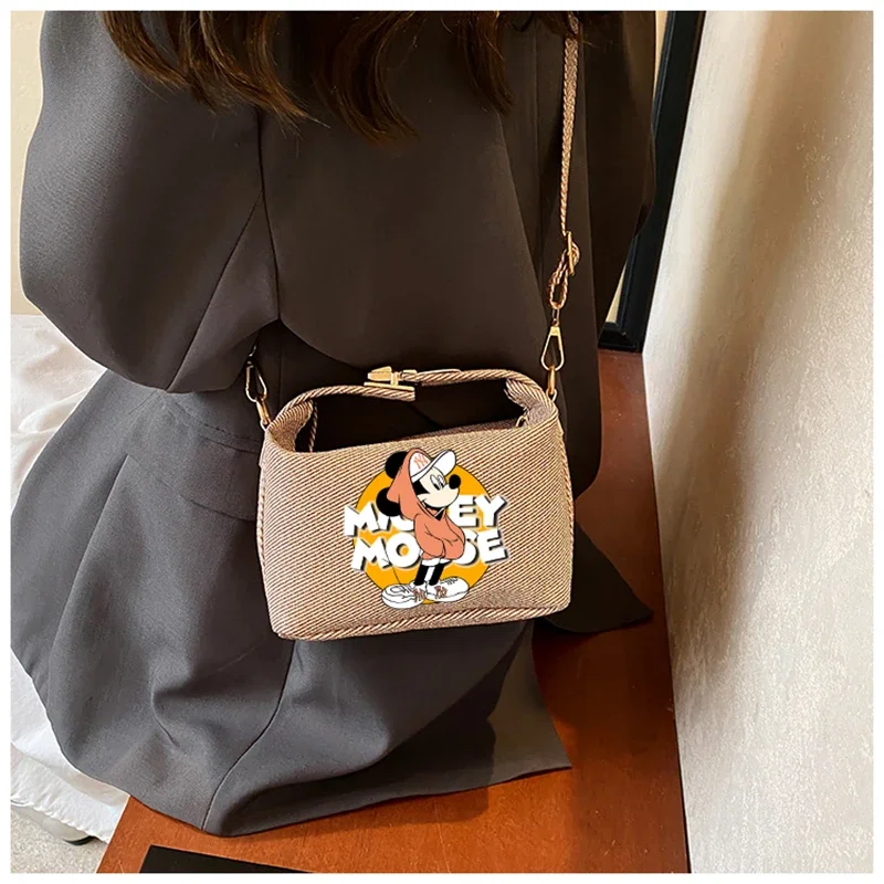 Disney Mickey Minnie Mouse Women's Shoulder Bag Cute Anime Printing Bags Fashion Cartoon Storage Handbag Birthday Party Gifts