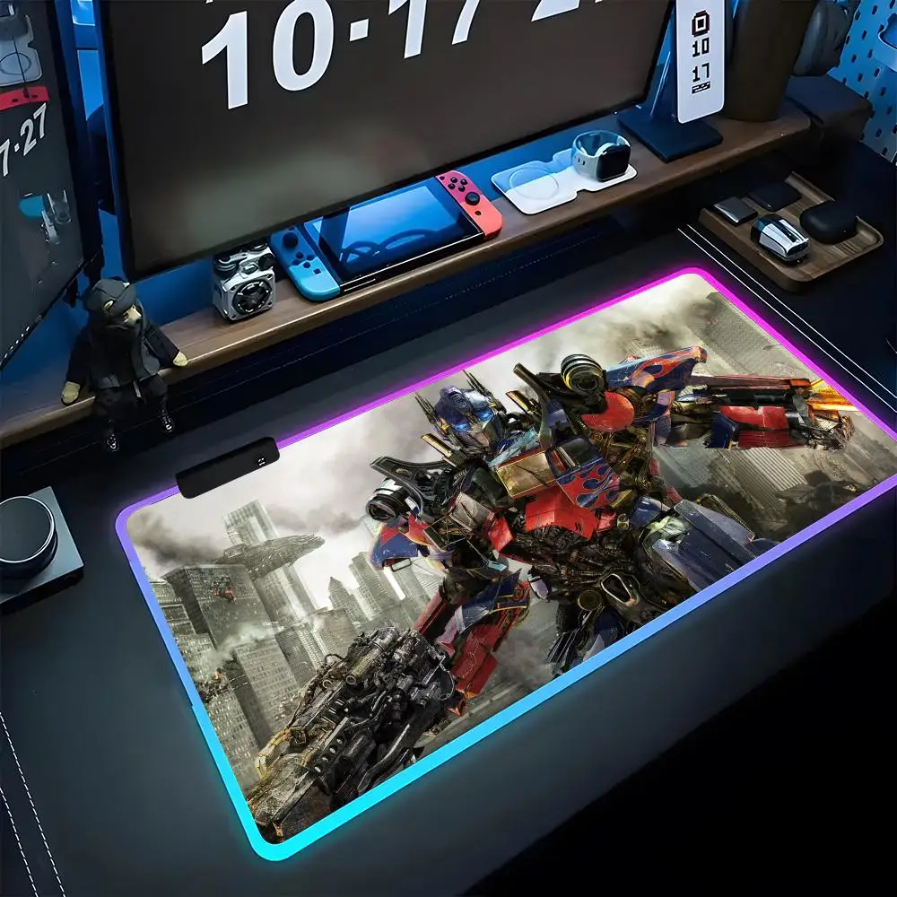 T-Transformers Mouse Pad Gamer Luminescence Led Mouse Pad Gaming Table Rgb Deskmat Keyboard Pc Mousepad