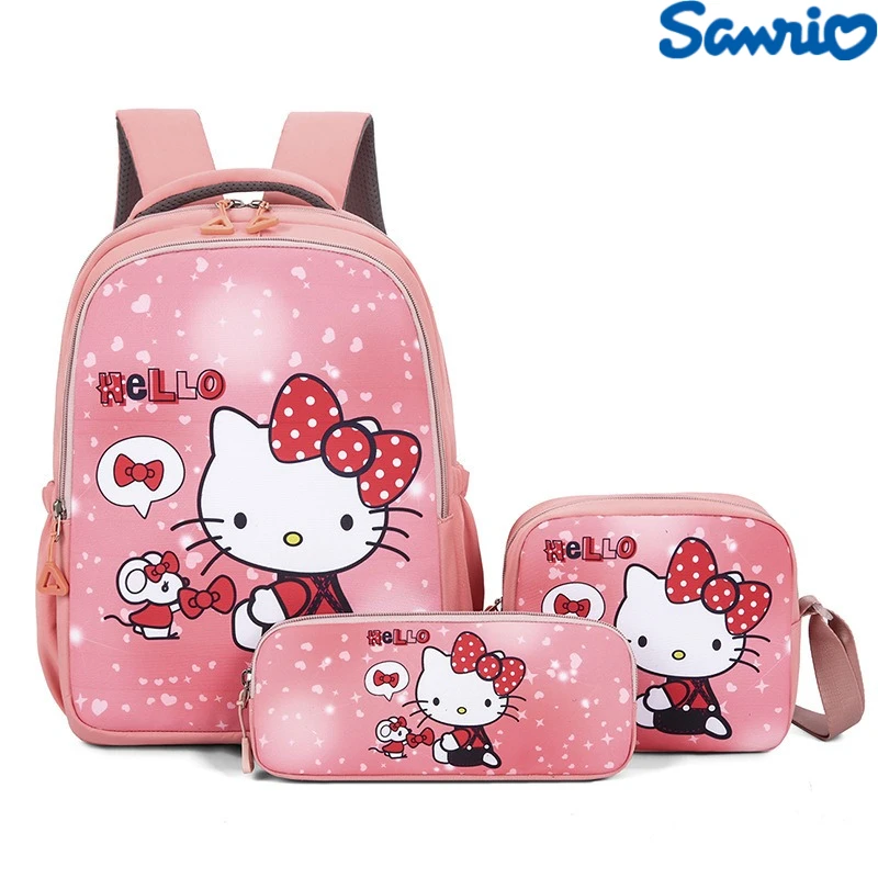 

Cute Sanrio Hello Kitty Melody Backpack Set for Girls 3 Piece Pupil School Bag Pencil Case for Kindergarten Kids 6 Years Cartoon