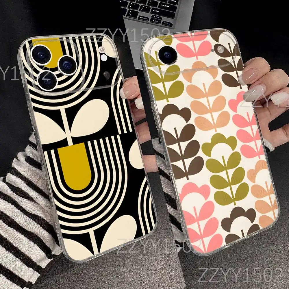 

Multi Stem Orla K-Kiely Folio Print Phone Case for iPhone 17,16,15,14,13,12,11 Pro,Max,Plus,X,XS,XR,SE4,E Mini Transparent Soft