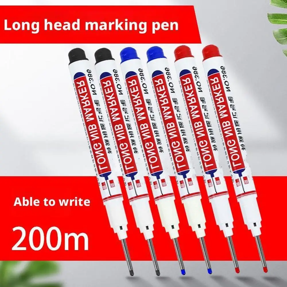 

2cm Waterproof Long Head Markers Deep Hole Marker Pen For Metal Carpenter Red/Black/Blue/Green Ink Woodworking Tools