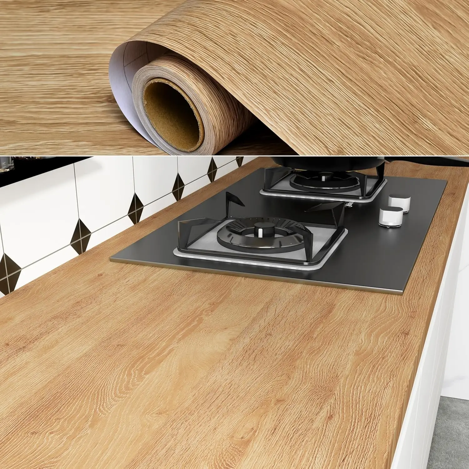 1 لفة بولي كلوريد الفينيل النفط واقية الخشب الحبوب ملصق ذاتية اللصق خلفية للمطبخ كونترتوب خزانة أثاث الجدول جدار تجديد #3