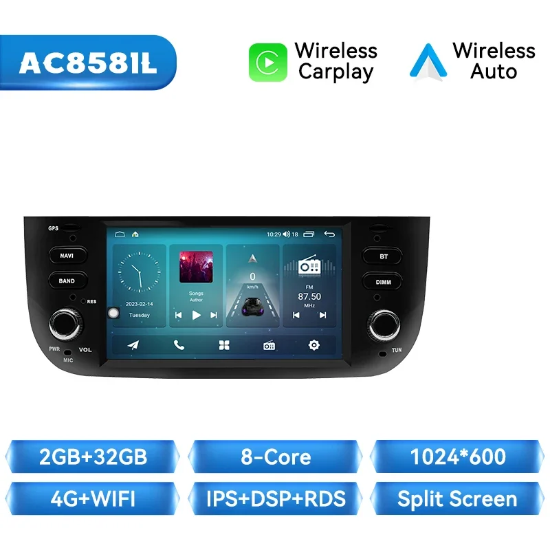 Autoradio Speler Voor Fiat/Linea/Punto Evo 2012-2015 Android Auto Smart Systemen Voor Draadloze Apple Carplay 8Gb + 128Gb Gps 4G Wifi