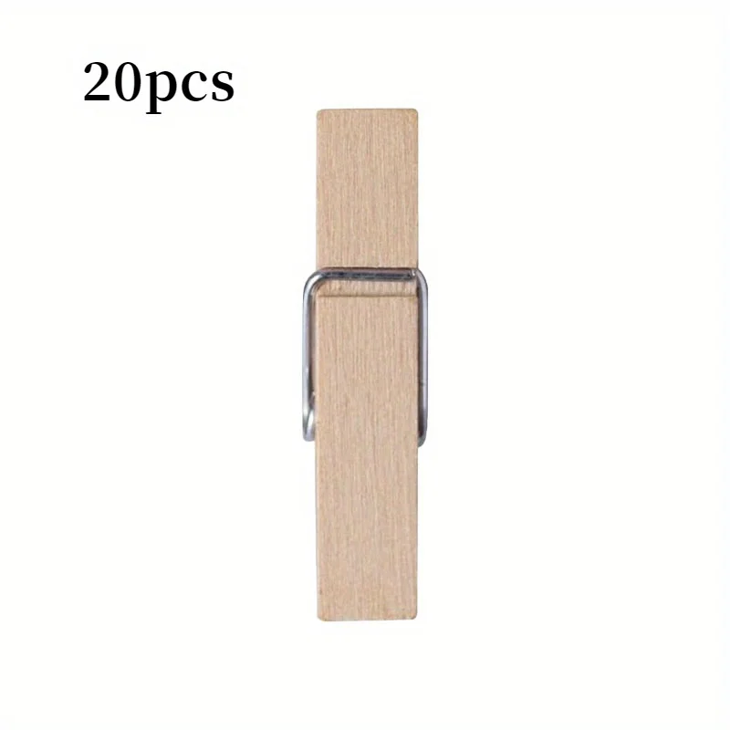 20 Pcs Wooden Clips Thumbtacks Multi-function Wood Push Pins for Photo Note Cork Board Craft Project Office Home Decoration