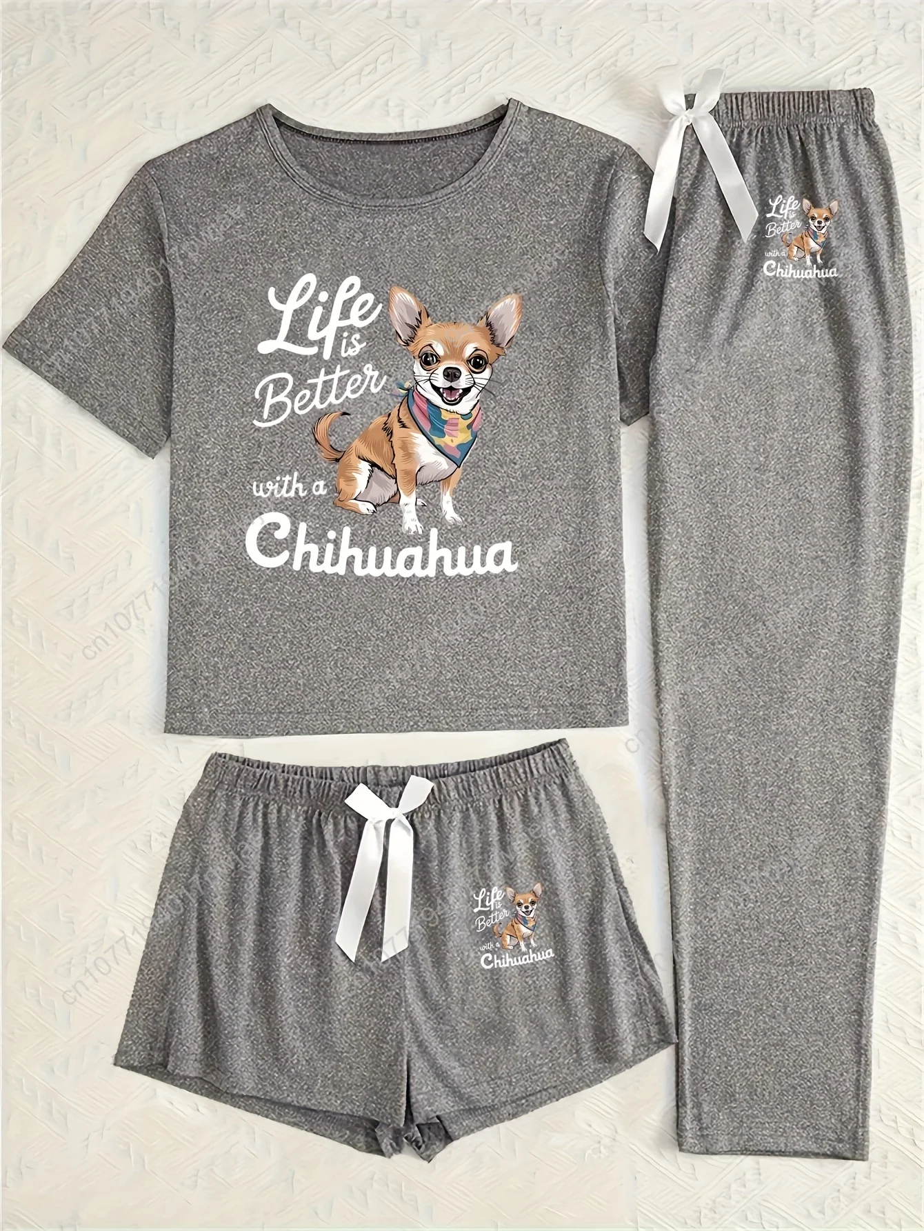 

Women'S Comfortable Lounge Sets | Elegant Crew Neck Pajama Sets with Bow Details for Fall/Winter