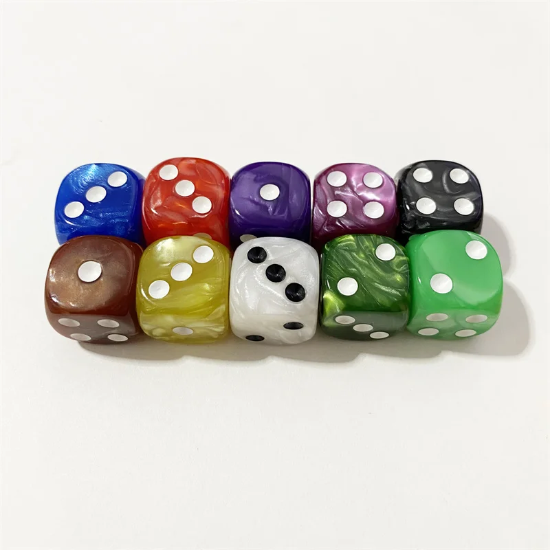 10pcs/set 16mm Pearl Pattern Round D6 Dice 6 Sided Point Dice Funny Game Accessory