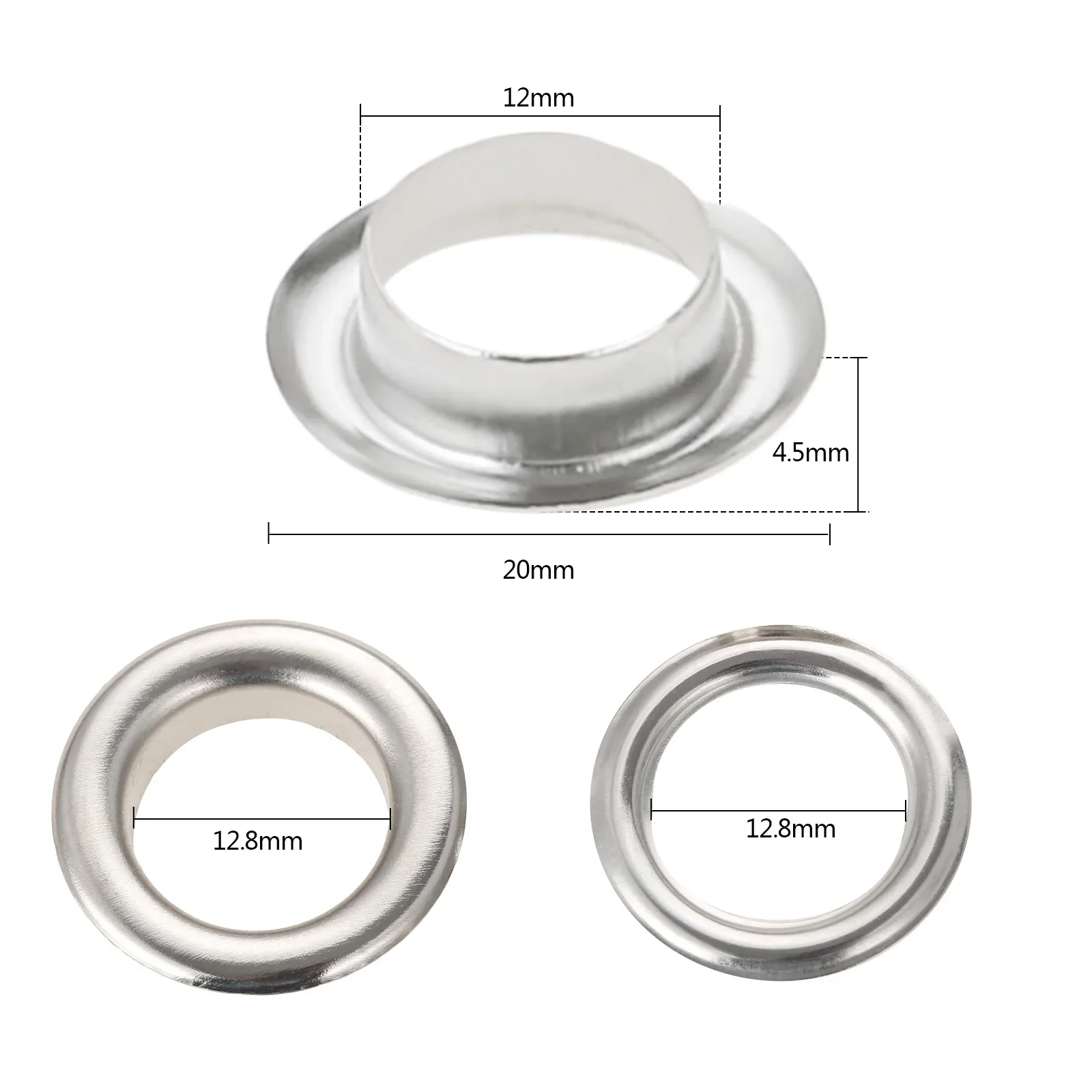 100 set Kit lubang tali Grommet 1/2 inci dengan 3 buah alat pengaturan dan kotak penyimpanan untuk terpal kanvas pakaian sepatu kerajinan kulit DIY