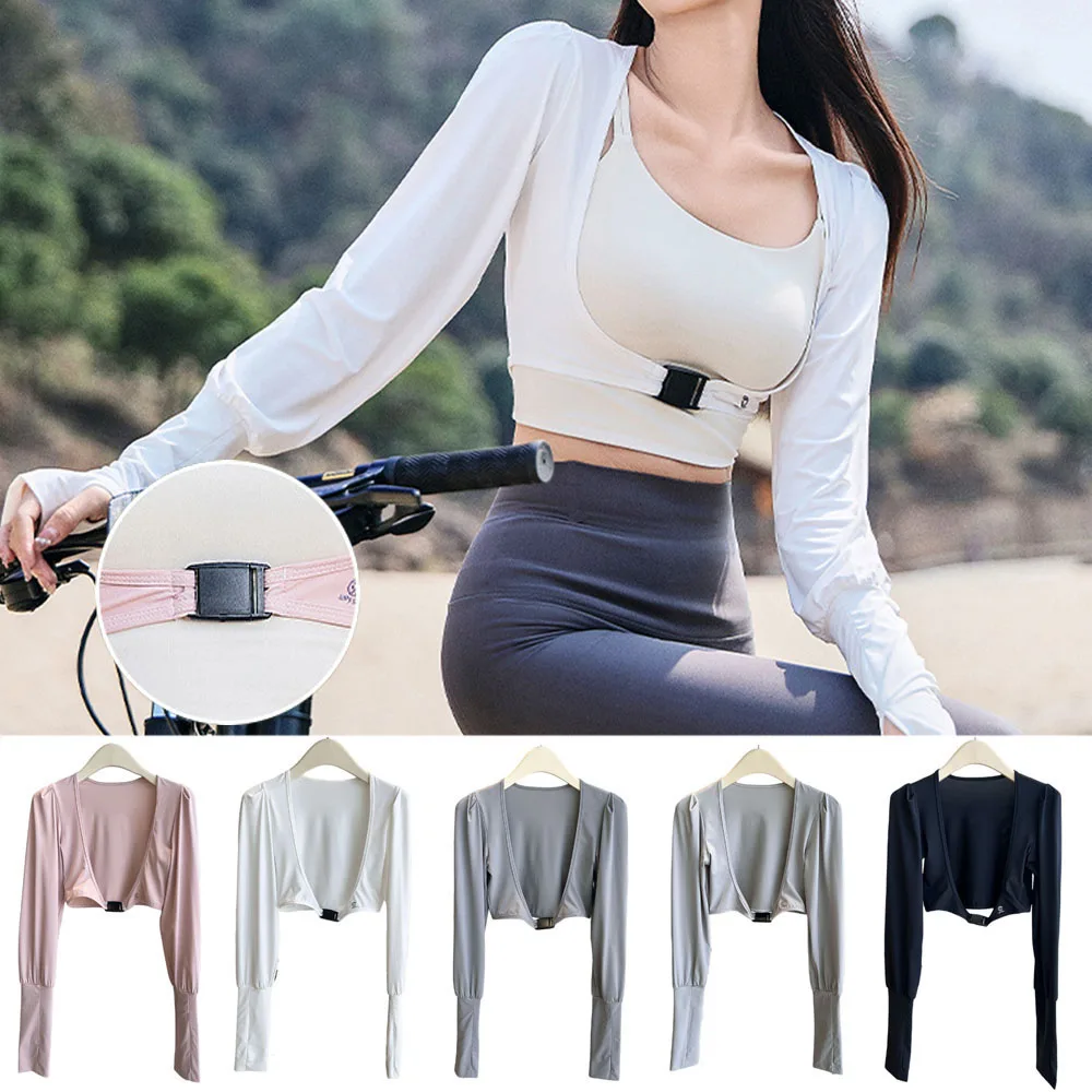 Sunshade Raglan Sleeves Cardigan Arm Covers Ladies Top Plain Shrug Cropped Cape Commuting Arm Covers Fashion Soft Long Sleeves