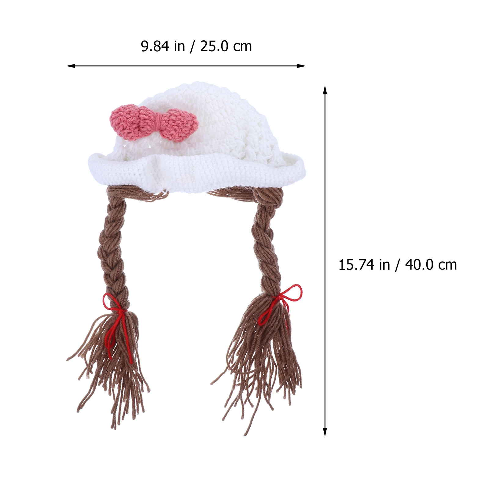 

1pc Newborn Girl Yarn Bonnet Photo Props Kids Hat For Kids Woolen Hat Braided Design Baby Girls Winter Pink Bowknot